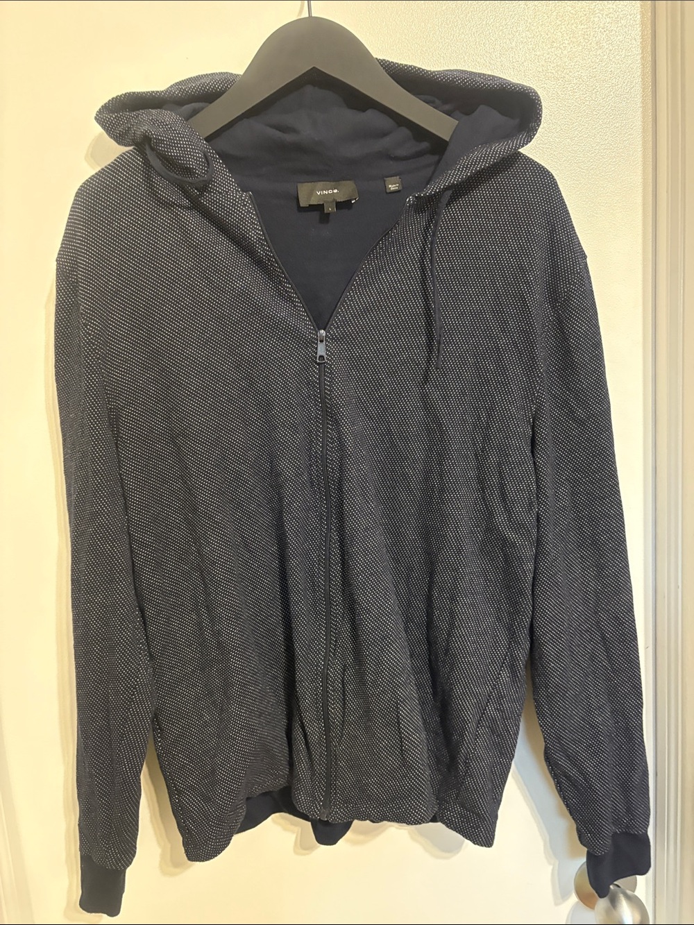 Vince Men’s Navy Textured Zip Hoodie